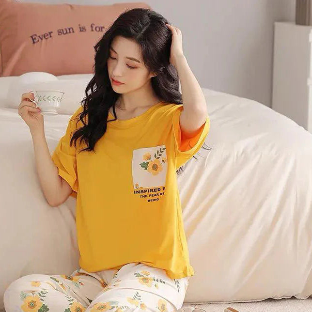 flower printed night suit in premium fabric cotton jarsy