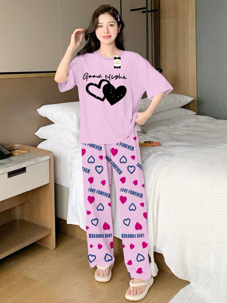 Stylish Sleepwear Set for a Cozy Night's Rest Wear With Multi Printed Set
