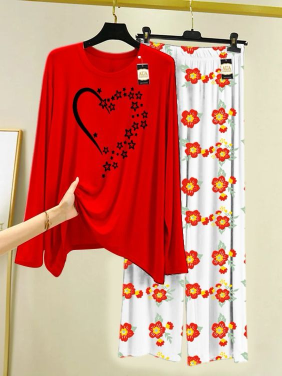 Stylish Sleepwear Set for a Cozy Night's Rest Wear With Multi Printed Set