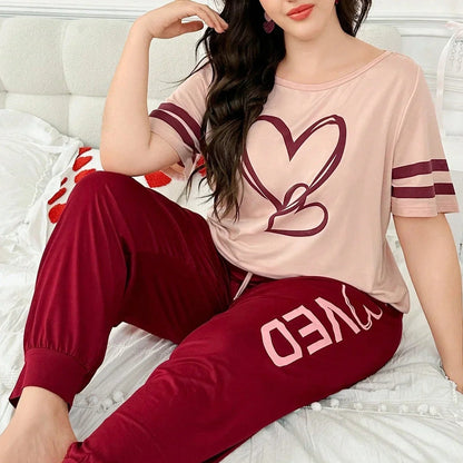 Two Heart Printed Night Suit