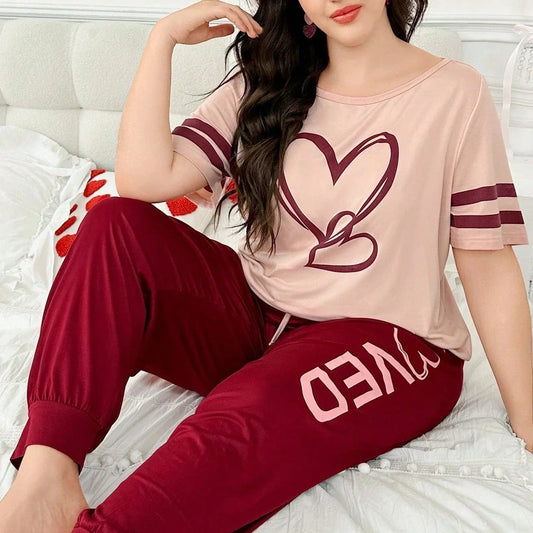 Two Heart Printed Night Suit