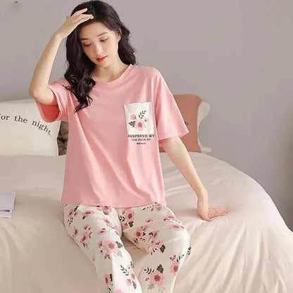 flower printed night suit in premium fabric cotton jarsy