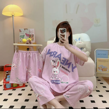3 Piece Malai Cotton Nightwear Set