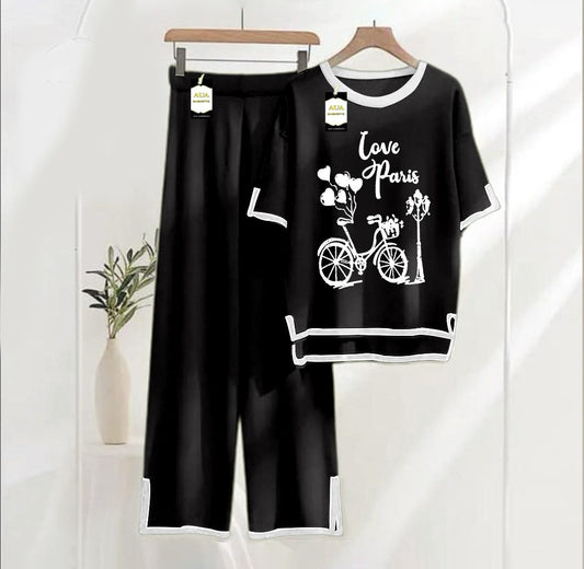 Black Printed Turkish Summer Co-Ord Set for Women - Warm & Stylish Loungewear