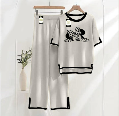 grey Printed Turkish Winter Co-Ord Set for Women - Warm & Stylish Loungewear