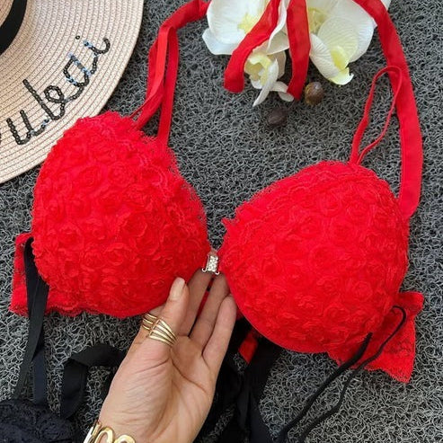 Front Open Push Up Bra and Panty Set for Women