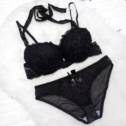 Front Open Push Up Bra and Panty Set for Women