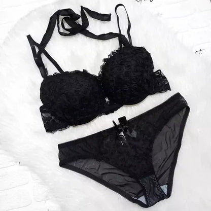 Front Open Push Up Bra and Panty Set for Women