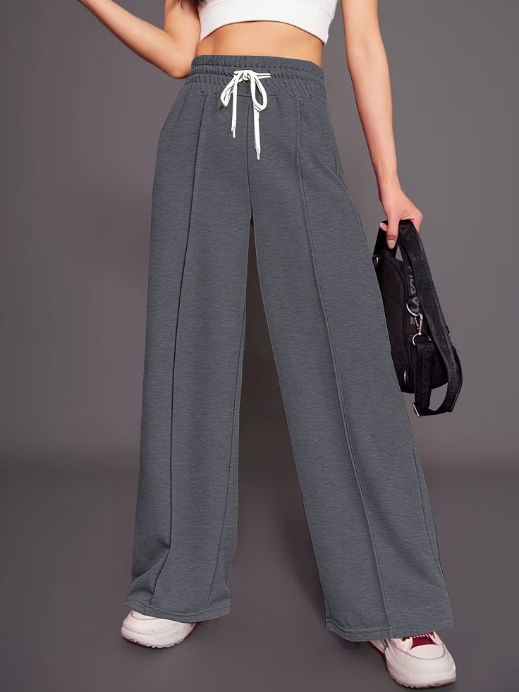black wide leg biggy trousers for women
