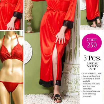 3 Piece Silk Jersey Nightwear Set for Women
