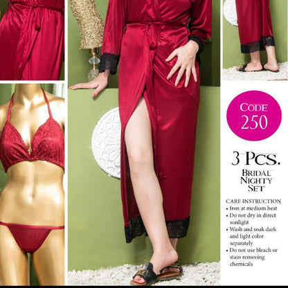 3 Piece Silk Jersey Nightwear Set for Women