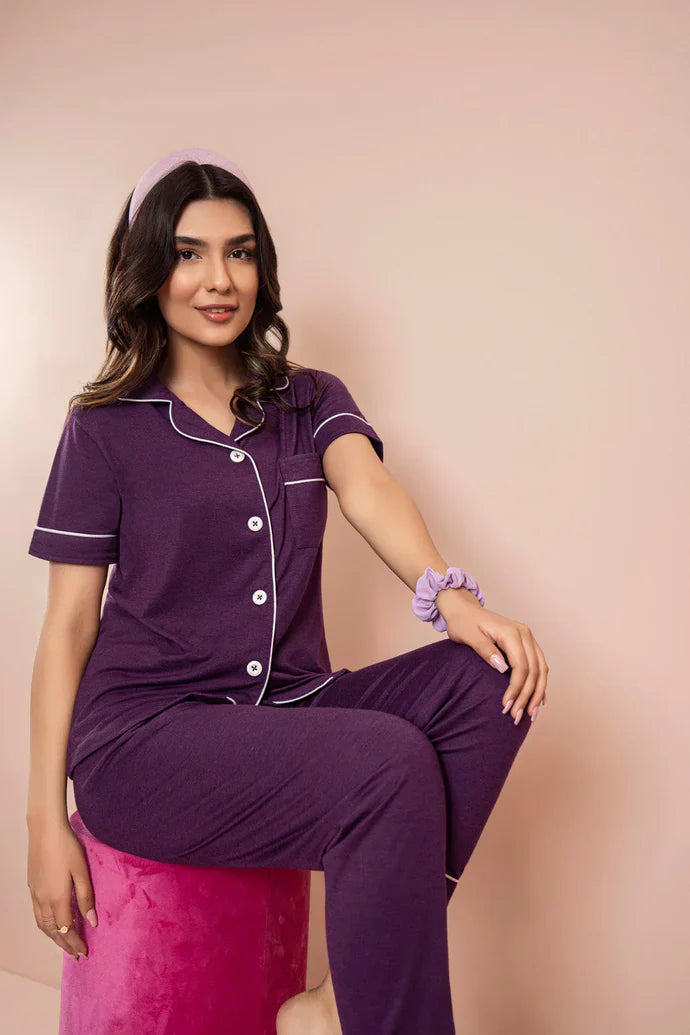 Purple Gown Night Wear