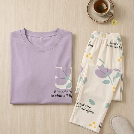 Women's Lavender Floral Pajama Set