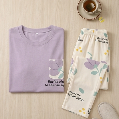 Women's Lavender Floral Pajama Set