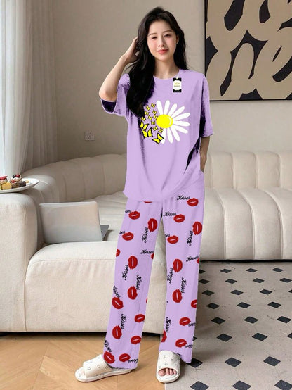 Stylish Sleepwear Set for a Cozy Night's Rest Wear With Multi Printed Set (Copy)