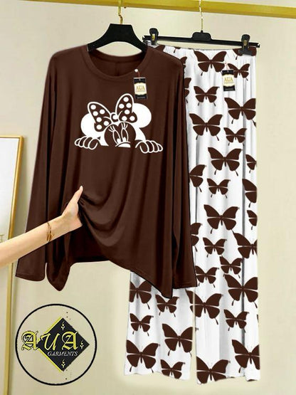 Stylish Sleepwear Set for a Cozy Night's Rest Wear With Multi Printed Set