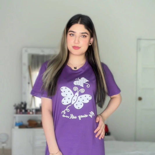 Purple Butterfly Printed Night Suit