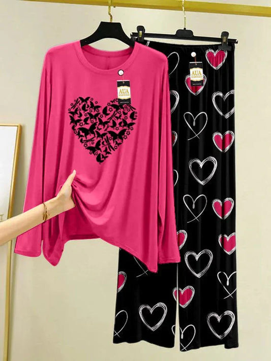 Cute Pink Printed Nightwear Set