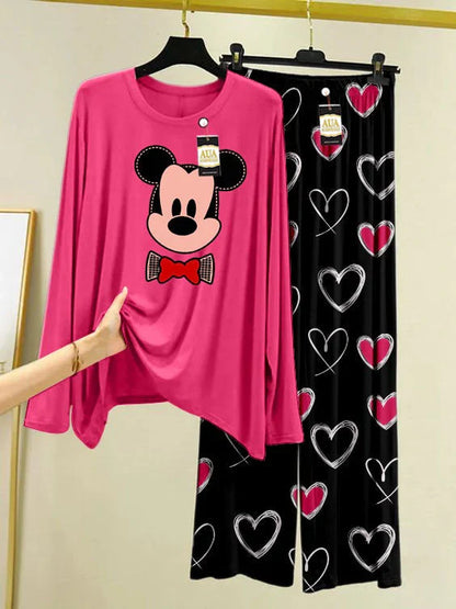 Cute Pink Printed Nightwear Set