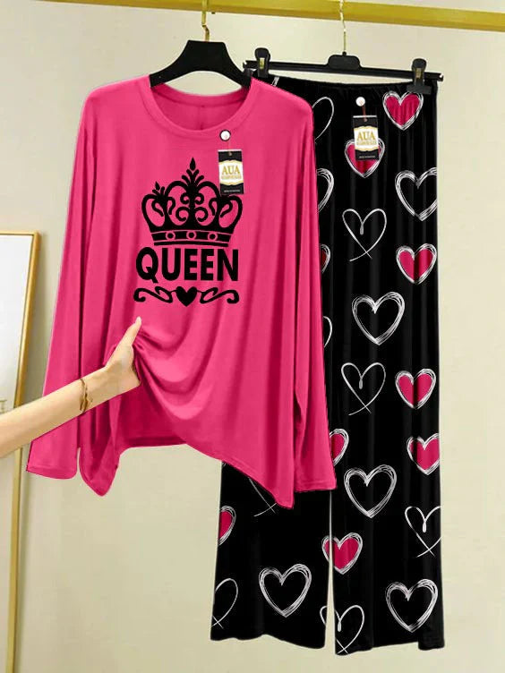Cute Pink Printed Nightwear Set