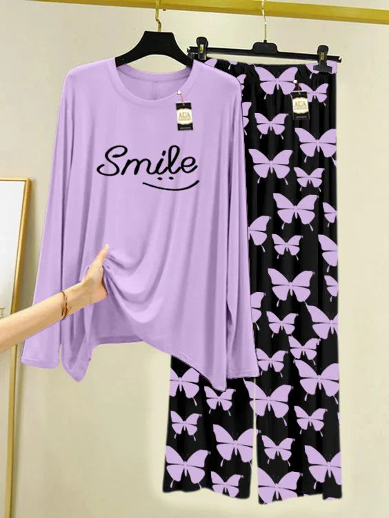 PURPLE Printed Nightwear Set