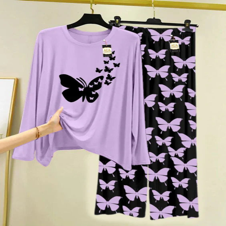 PURPLE Printed Nightwear Set