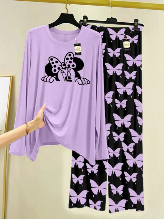 PURPLE Printed Nightwear Set