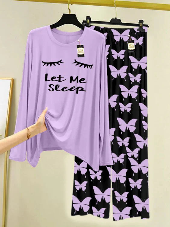 PURPLE Printed Nightwear Set