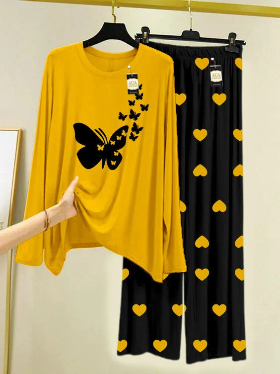 YELLOW Printed Nightwear Set