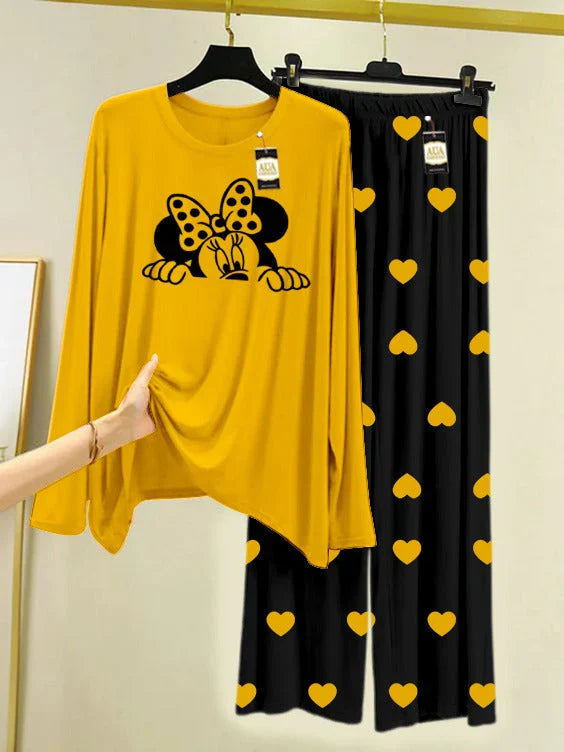 YELLOW Printed Nightwear Set