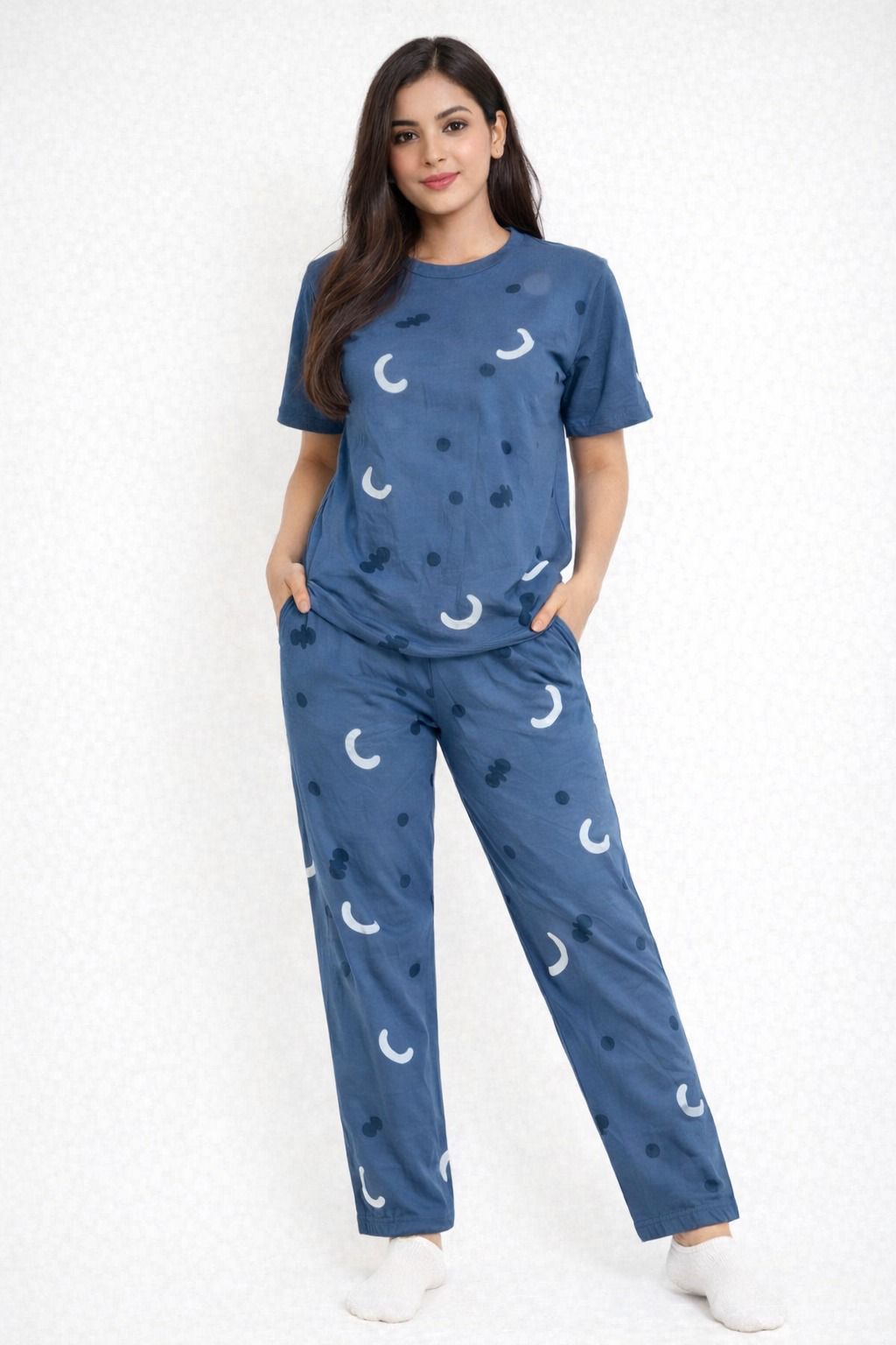 Soft Cotton moon Printed Night Suit Set