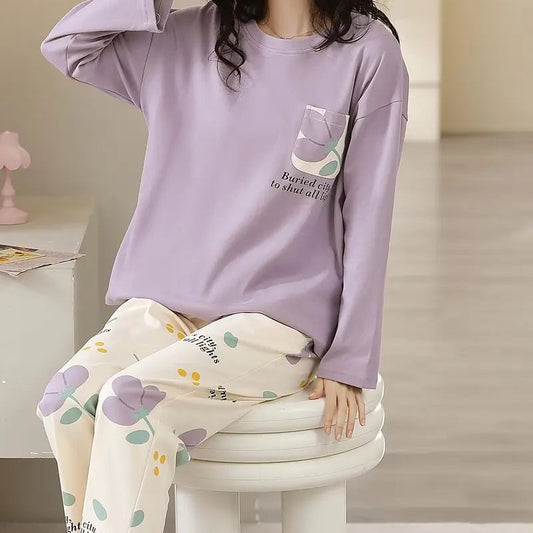 Women's Lavender Floral Pajama Set