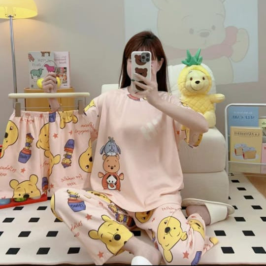 3 Piece Malai Cotton Nightwear Set