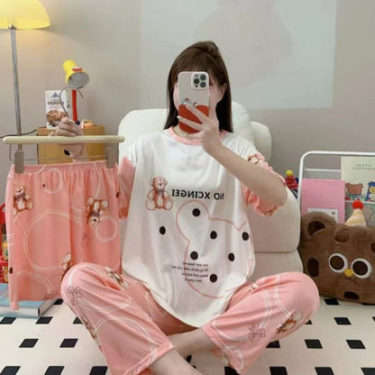 3 Piece Malai Cotton Nightwear Set