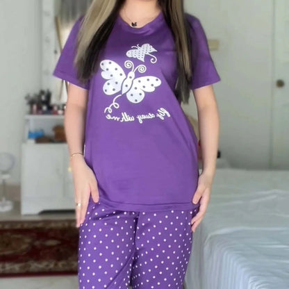 Purple Butterfly Printed Night Suit