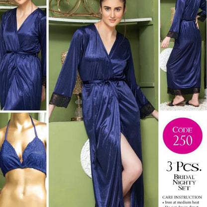 3 Piece Silk Jersey Nightwear Set for Women