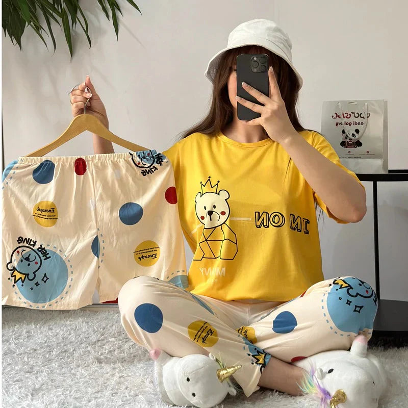 3 Piece Her King Nightwear