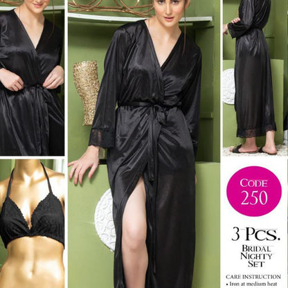 3 Piece Silk Jersey Nightwear Set for Women