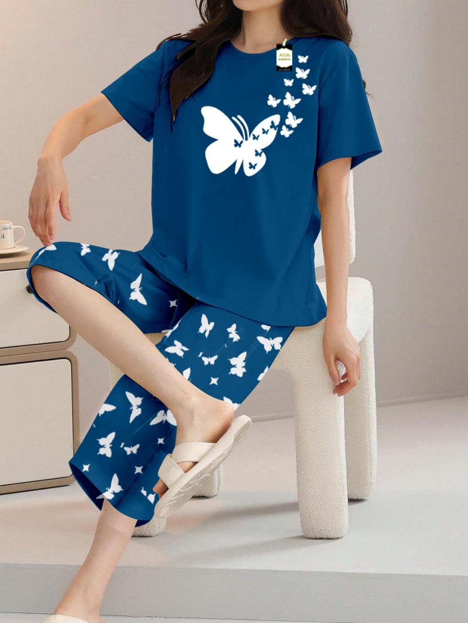 Printed Half-Sleeved Vest For Leisure Home Wear Female Sleepwear Night Dress