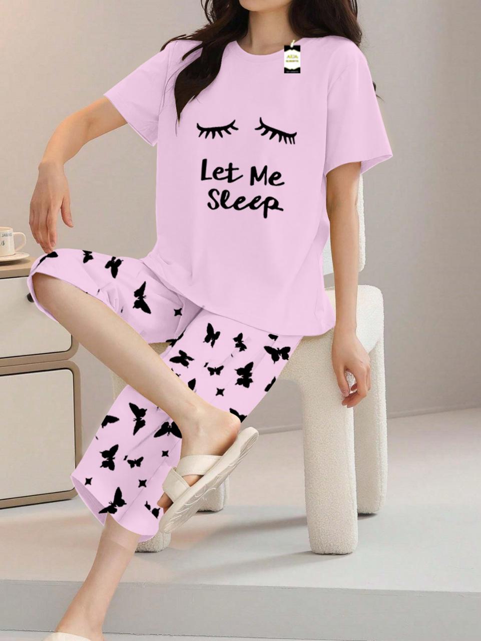 Printed Half-Sleeved Vest For Leisure Home Wear Female Sleepwear Night Dress