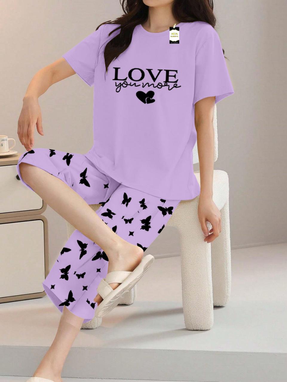 Printed Half-Sleeved Vest For Leisure Home Wear Female Sleepwear Night Dress