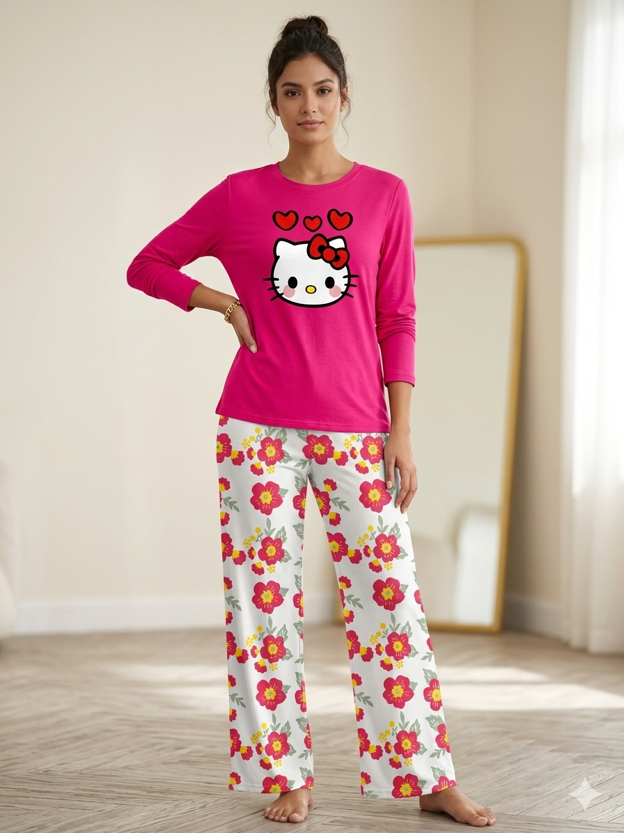 Pink Multi Printed Sleepwear Set