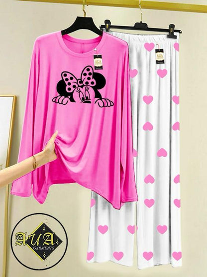 Stylish Sleepwear Set for a Cozy Night's Rest Wear With Multi Printed Set