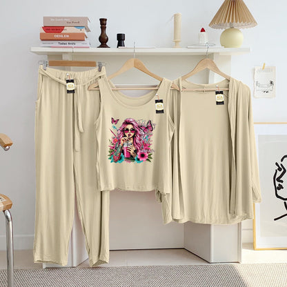 LADIES NIGHT SUIT

3 Pieces Inner Gawn + Trouser