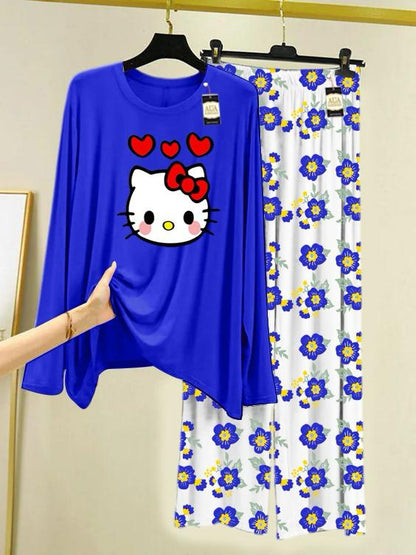 Stylish Sleepwear Set for a Cozy Night's Rest Wear With Multi Printed Set