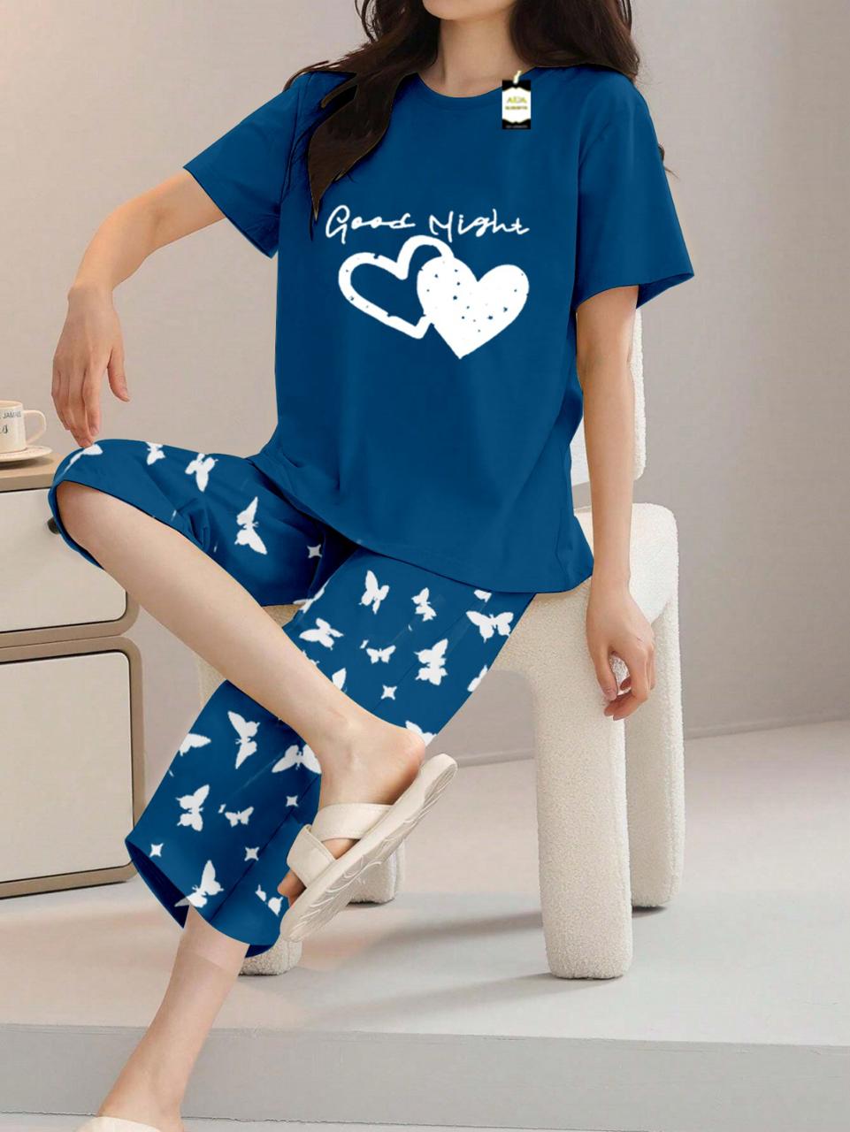 Printed Half-Sleeved Vest For Leisure Home Wear Female Sleepwear Night Dress