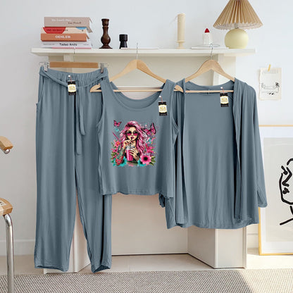 LADIES NIGHT SUIT

3 Pieces Inner Gawn + Trouser