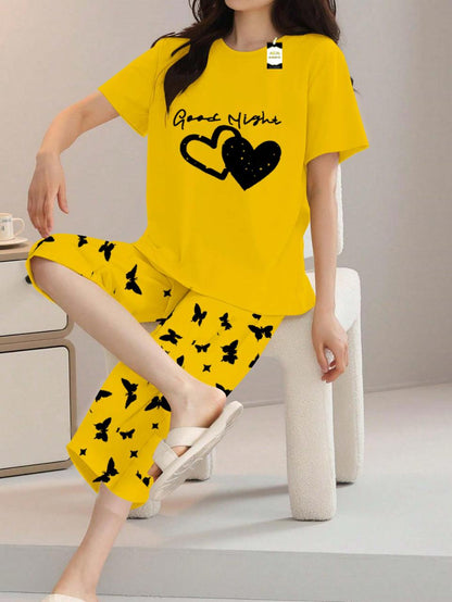 Stylish Sleepwear Set for a Cozy Night's Rest Wear With Multi Printed Set