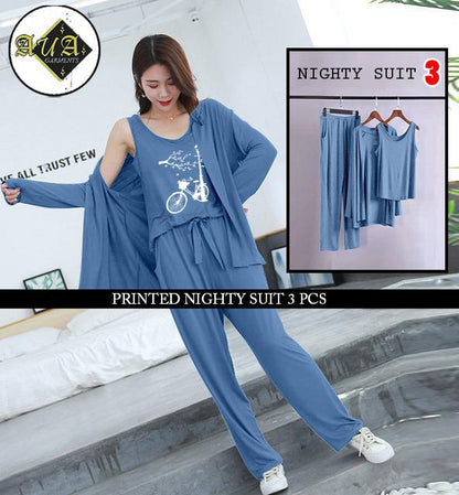 LADIES NIGHT SUIT
3 Pieces Inner Gawn + Trouser