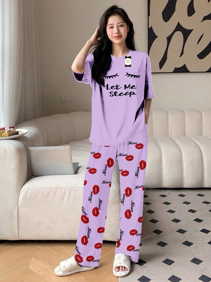 Stylish Sleepwear Set for a Cozy Night's Rest Wear With Multi Printed Set